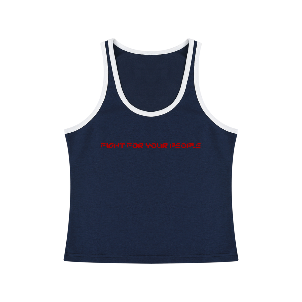 Tank Top Crop Contrast Trim – Nowrocky™ — top crop na modelce, cała sylwetka