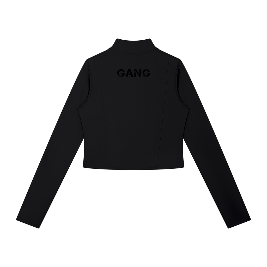 Kurtka Cropped Full-Zip Stójka – Nowrocky™ — kurtka ze stójką, widok z tyłu