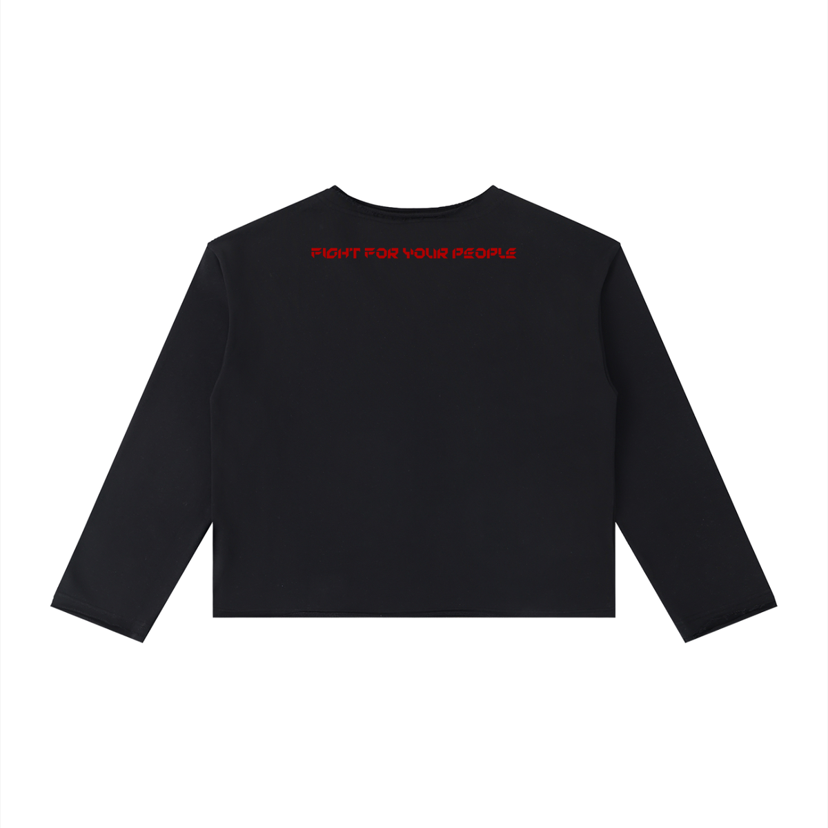 Longsleeve Damski Raw Hem Crop – Nowrocky™ — krótki longsleeve z surowym dołem, widok z tyłu