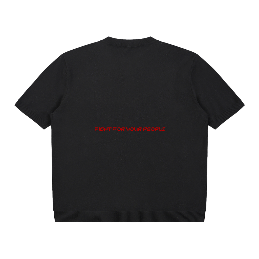 T-shirt Dziany Henley – Nowrocky™ — koszulka z dzianiny, widok z tyłu w pełnej sylwetce