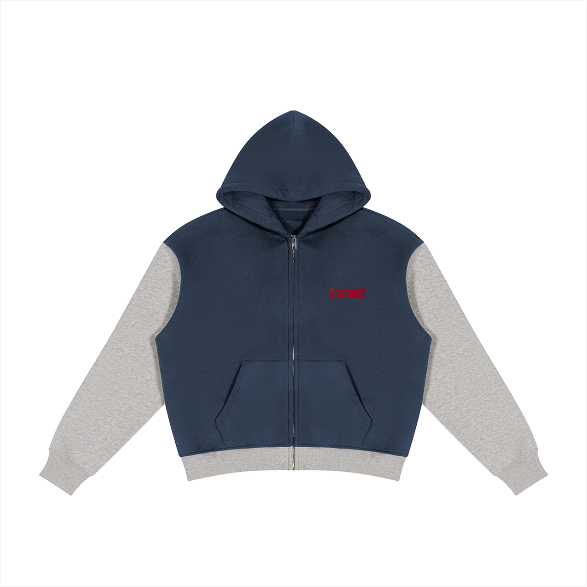 Bluza z Kapturem Color Block Fleece w kolorze granatowo-szary – Nowrocky (streetwear)