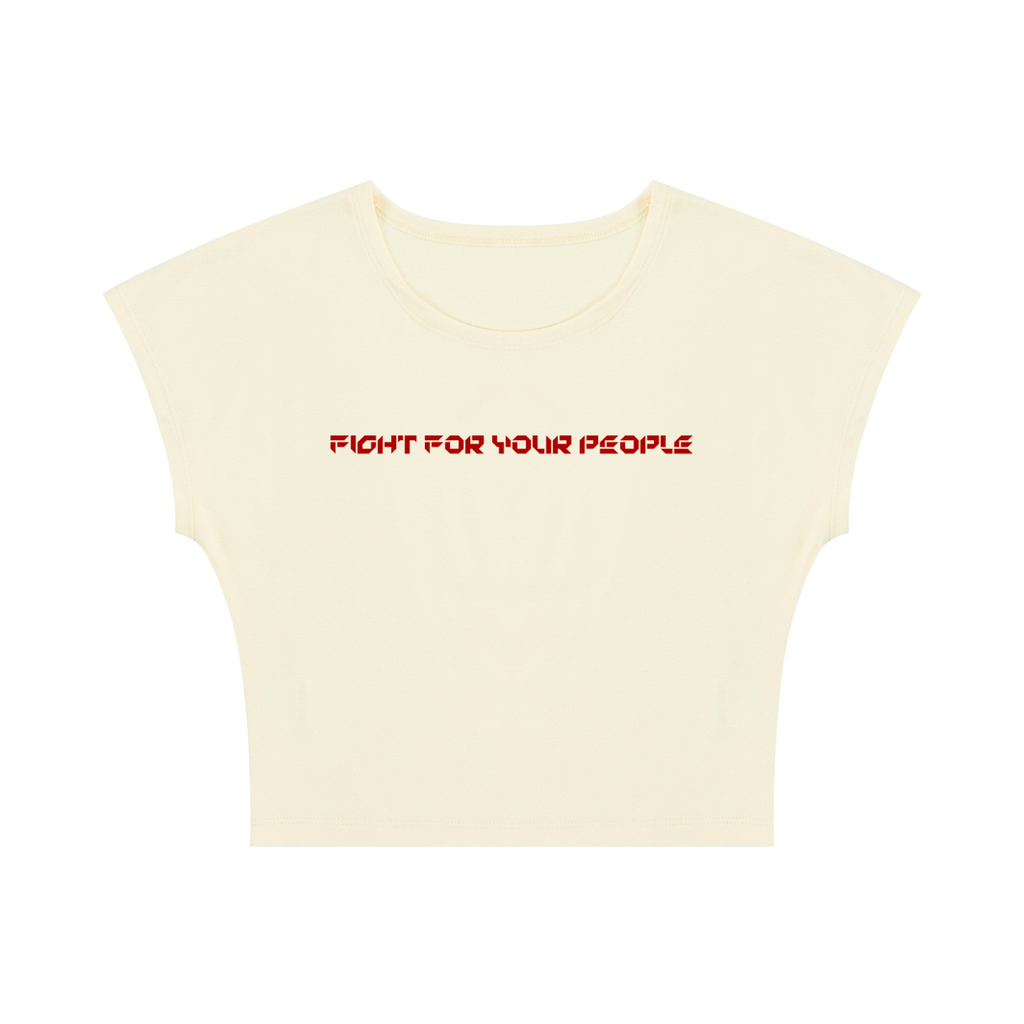 T-shirt Slim Crop – Nowrocky™ — układ na płasko, strona przednia