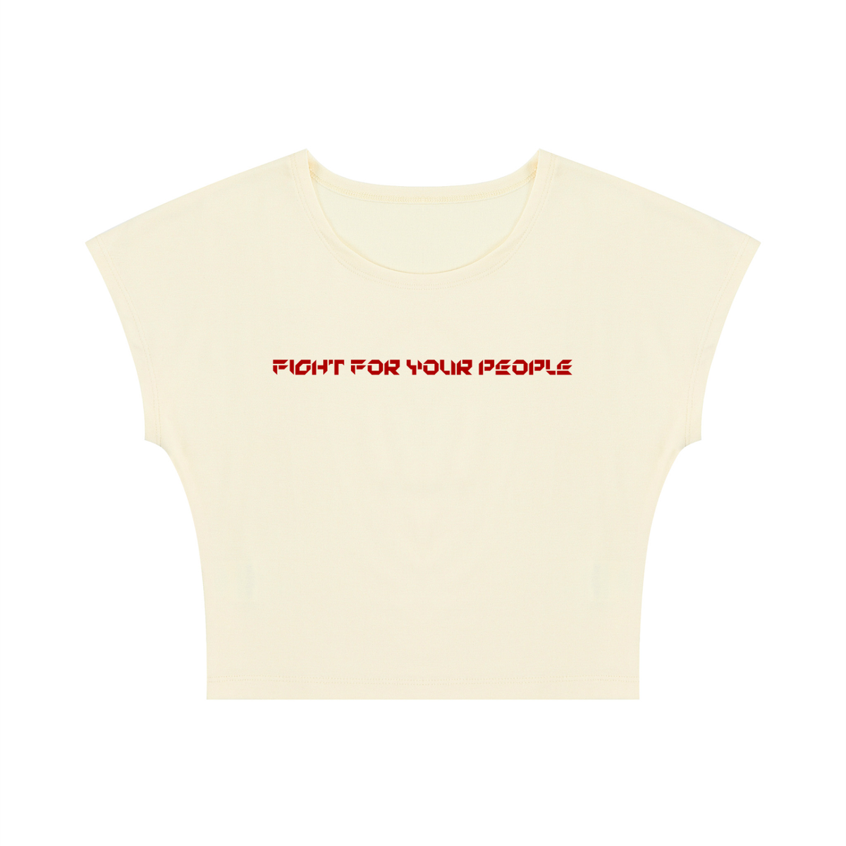 T-shirt Slim Crop – Nowrocky™ — układ na płasko, strona przednia