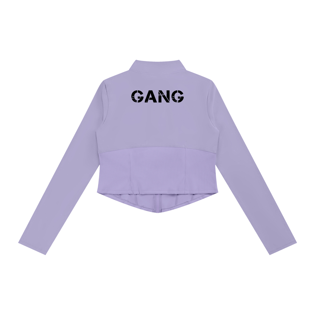 Kurtka Cropped Full-Zip Slim Fit – Nowrocky™ — suwak i listwa zamka, zbliżenie