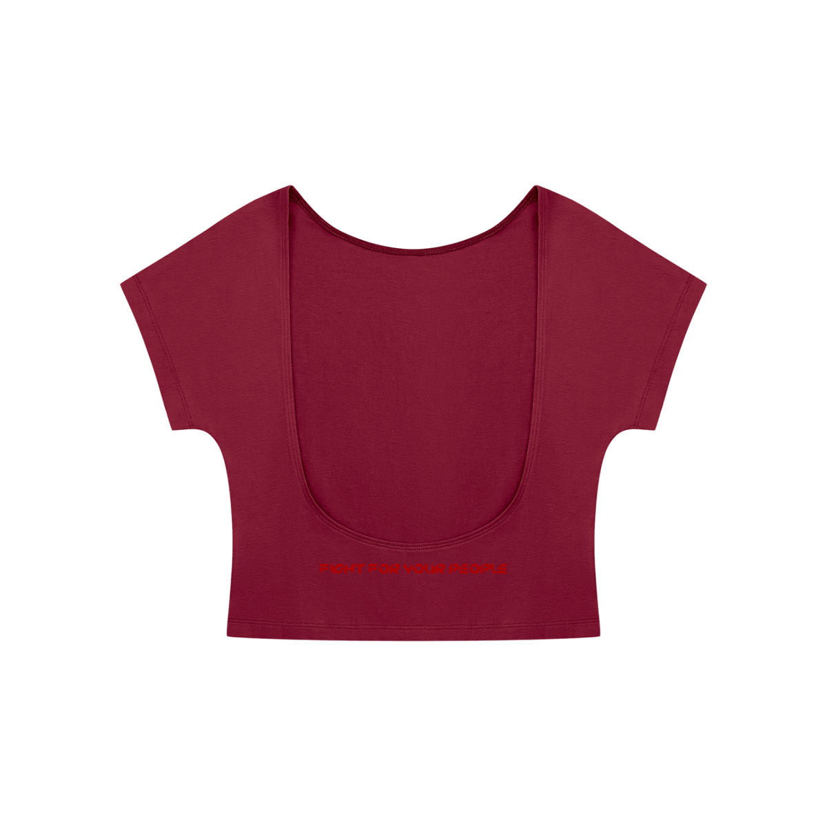 T-shirt Crop Open Back – Nowrocky™ — układ na płasko, strona tylna