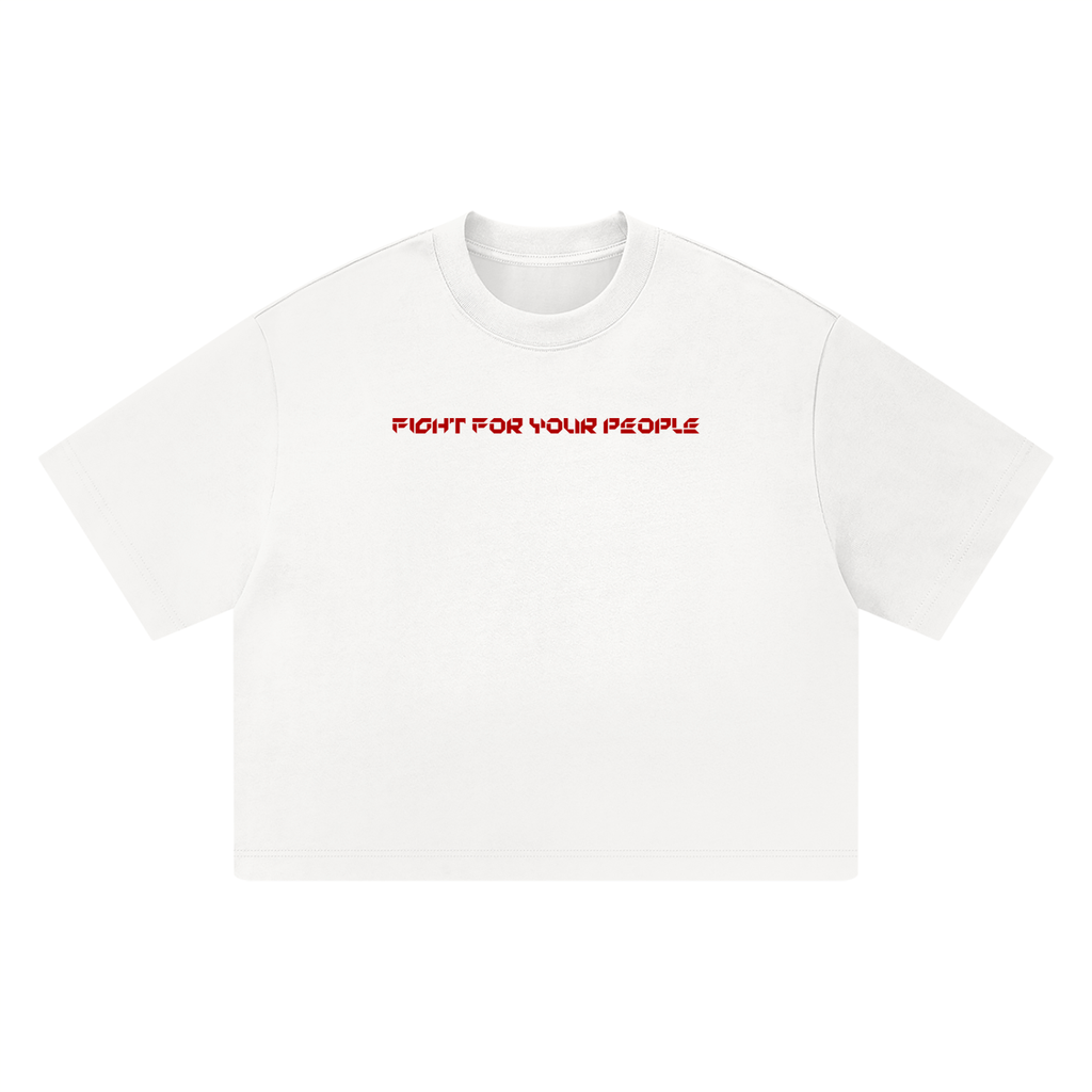 T-shirt Heavyweight Boxy Crop – Nowrocky™ — zbliżenie na gęsty splot bawełny