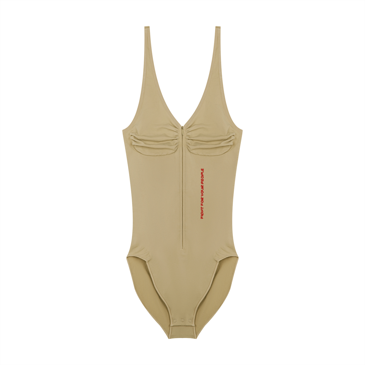 Body Full-Zip Ruched – Nowrocky™ — kombinezon jednoczęściowy z profilu na modelce