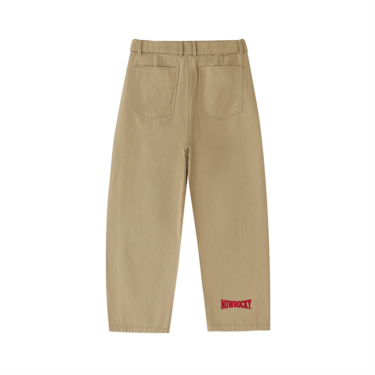 Spodnie Chino Barrel Leg z Paskiem – Nowrocky™ — zbliżenie na pasek i klamrę