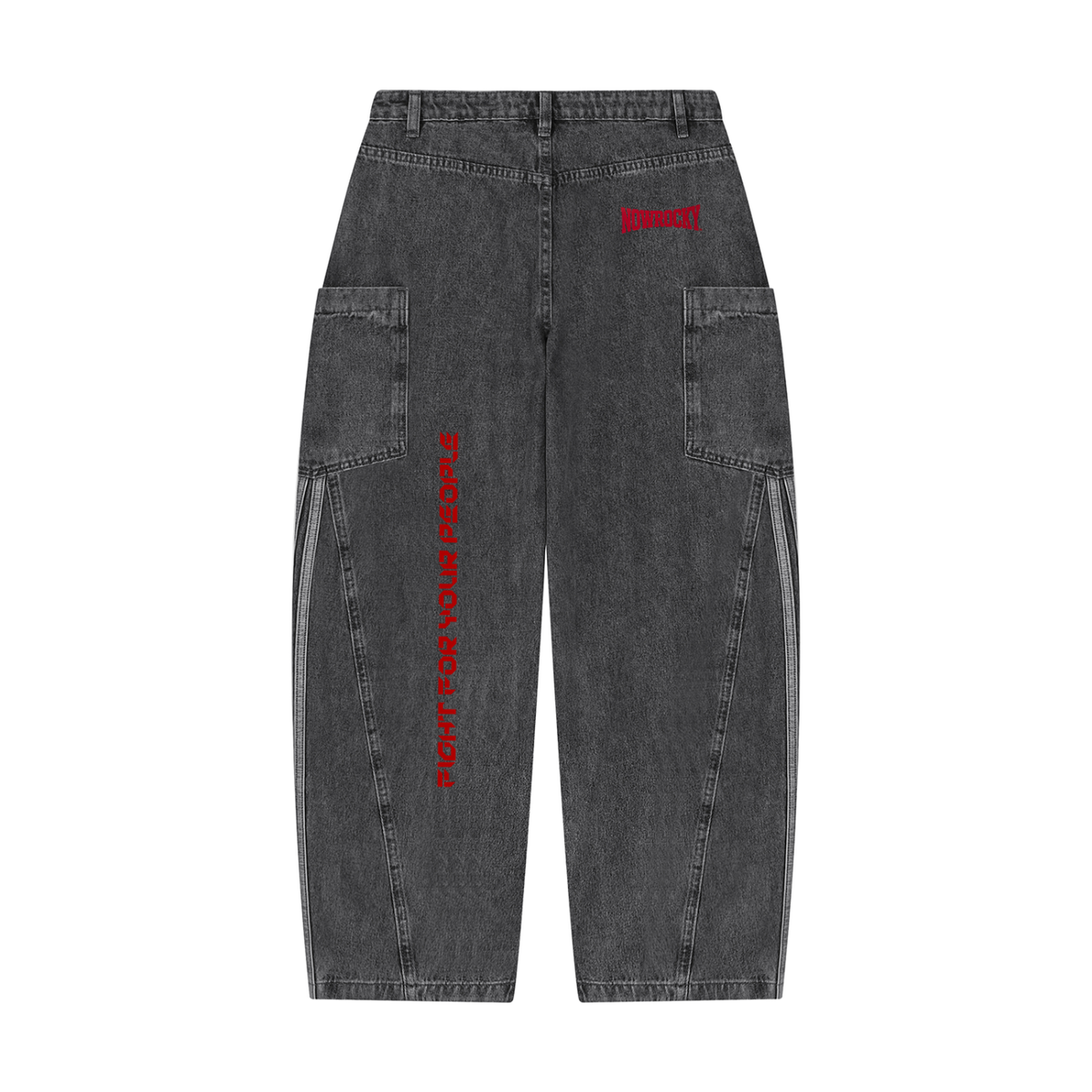 Jeansy Barrel Leg Vintage Wash – Nowrocky™ — spodnie jeansowe od tyłu, tylne kieszenie