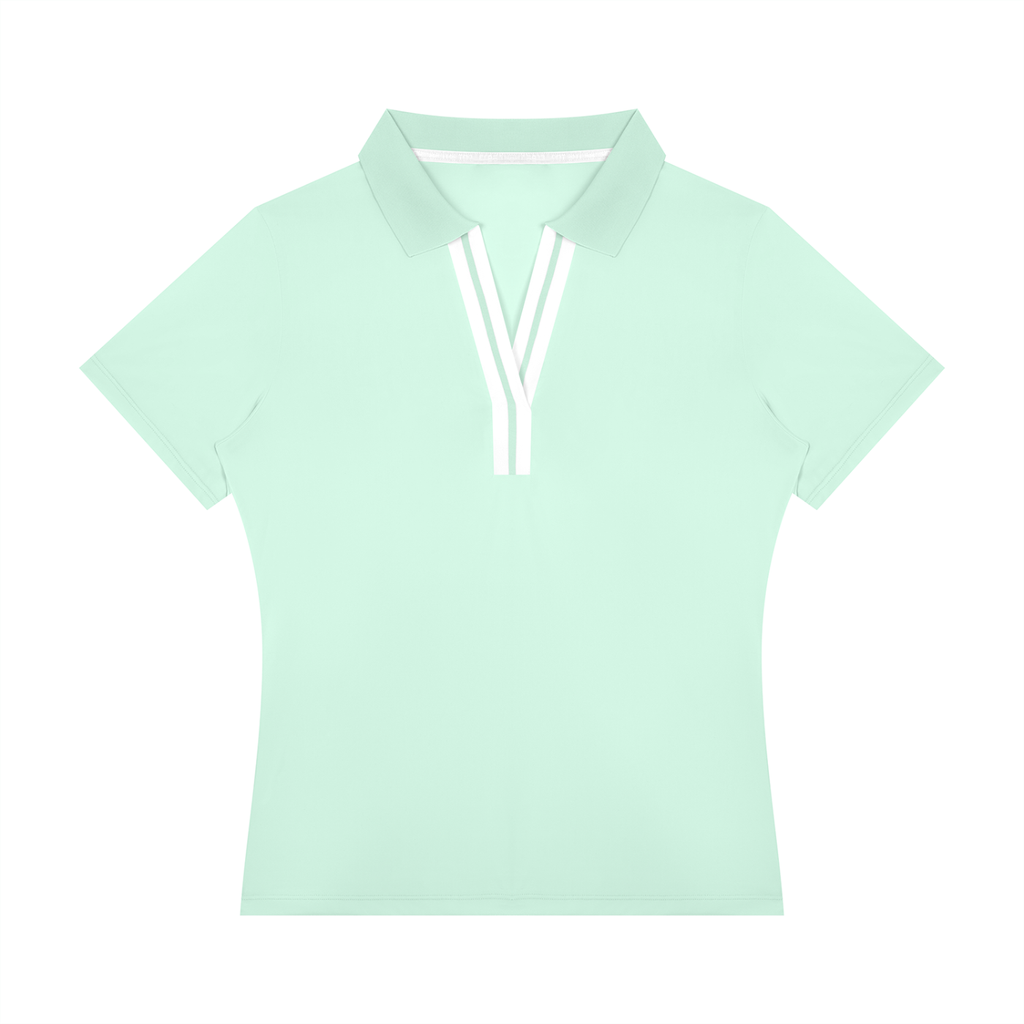 Polo Damskie Color Block Contrast Placket – Nowrocky™ — krótki rękaw z kontrastową lamówką