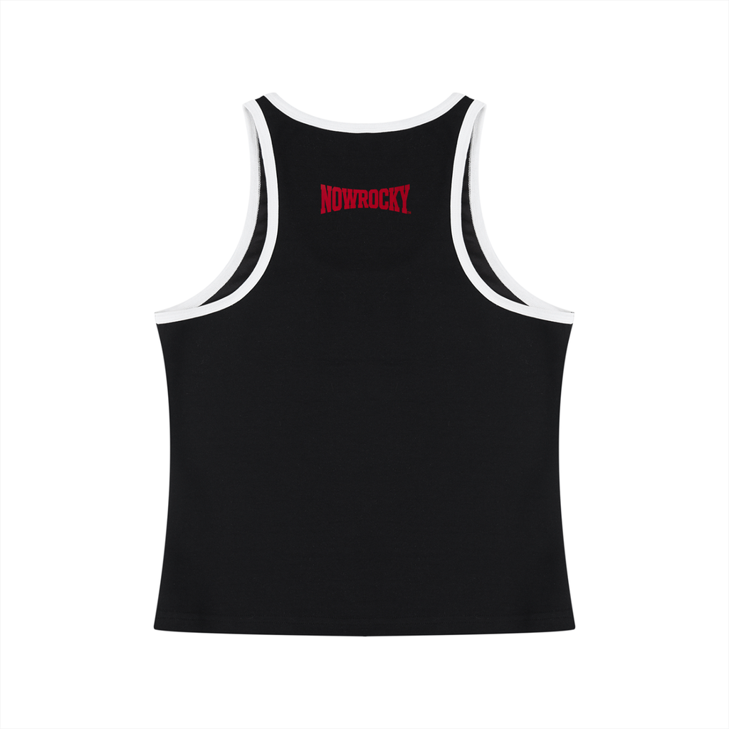 Tank Top Crop Contrast Trim – Nowrocky™ — koszulka bez rękawów w kroju crop od tyłu