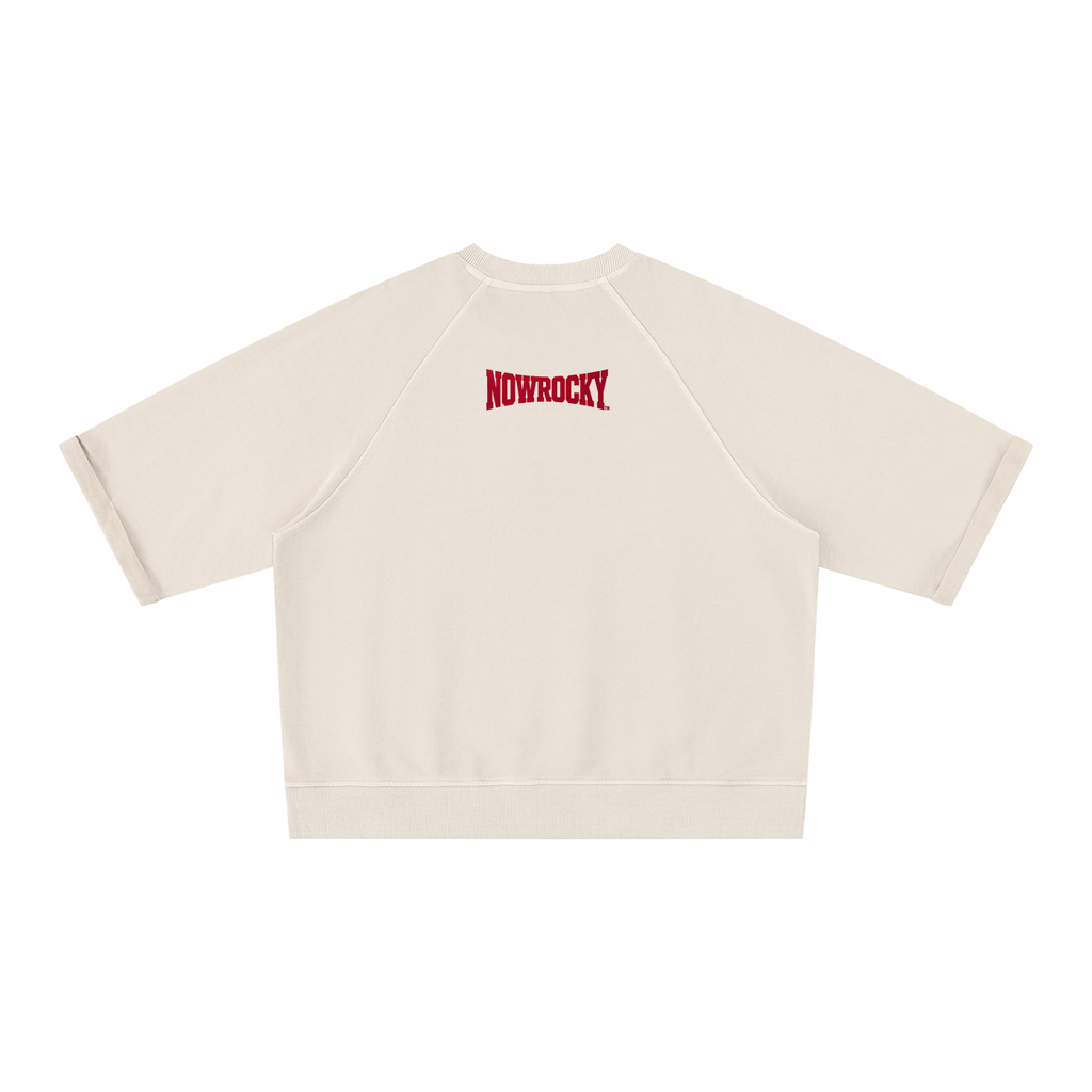 Bluza Vintage Wash Boxy Short Sleeve – Nowrocky™ — wykończenie dekoltu ściągaczem