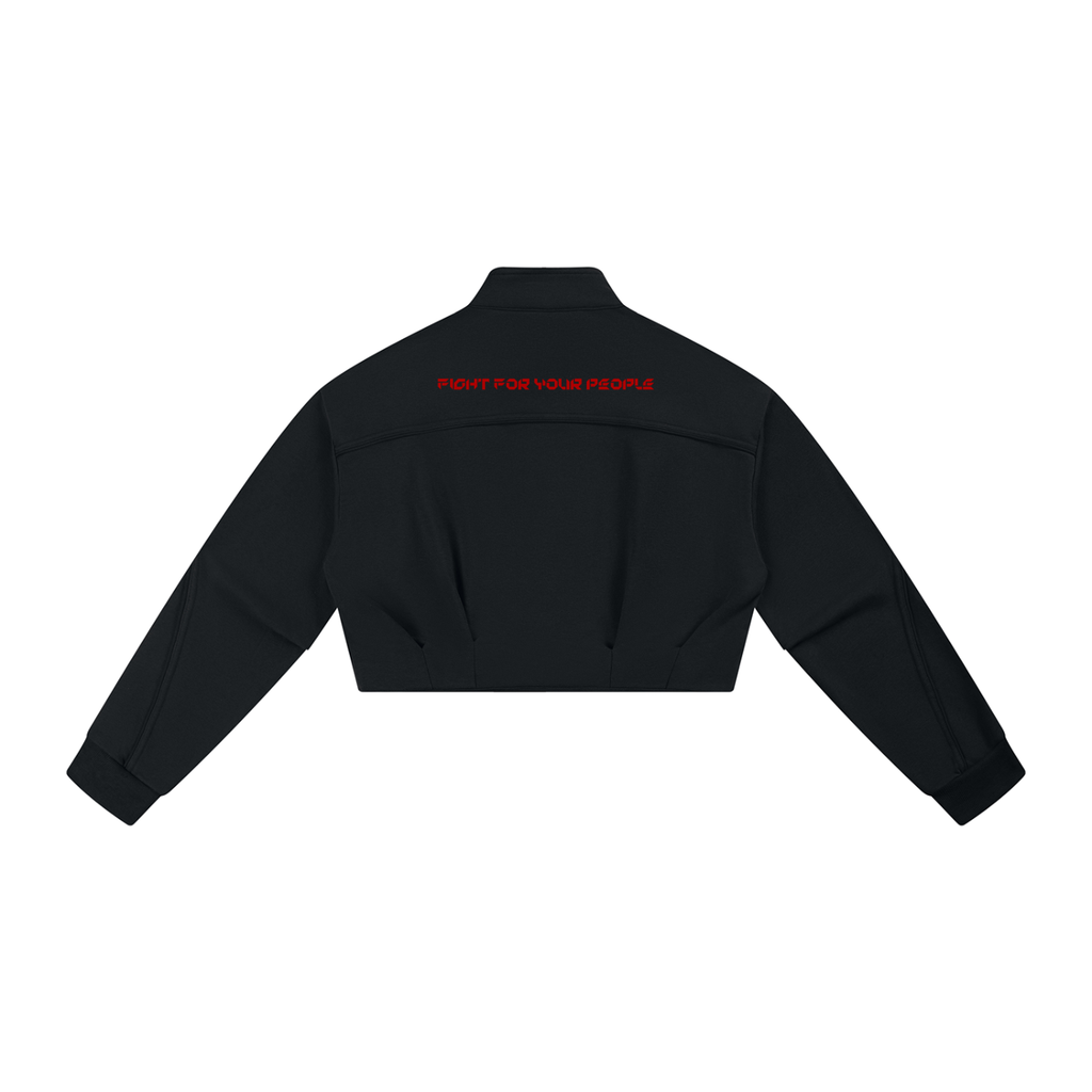 Kurtka Damska Cropped ze Stójką – Nowrocky™ — kurtka cropped od tyłu