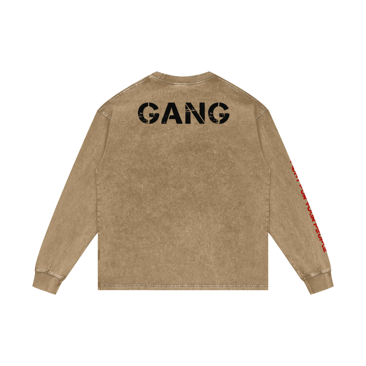 Longsleeve Acid Wash Oversize – Nowrocky™ — układ na płasko, strona przednia
