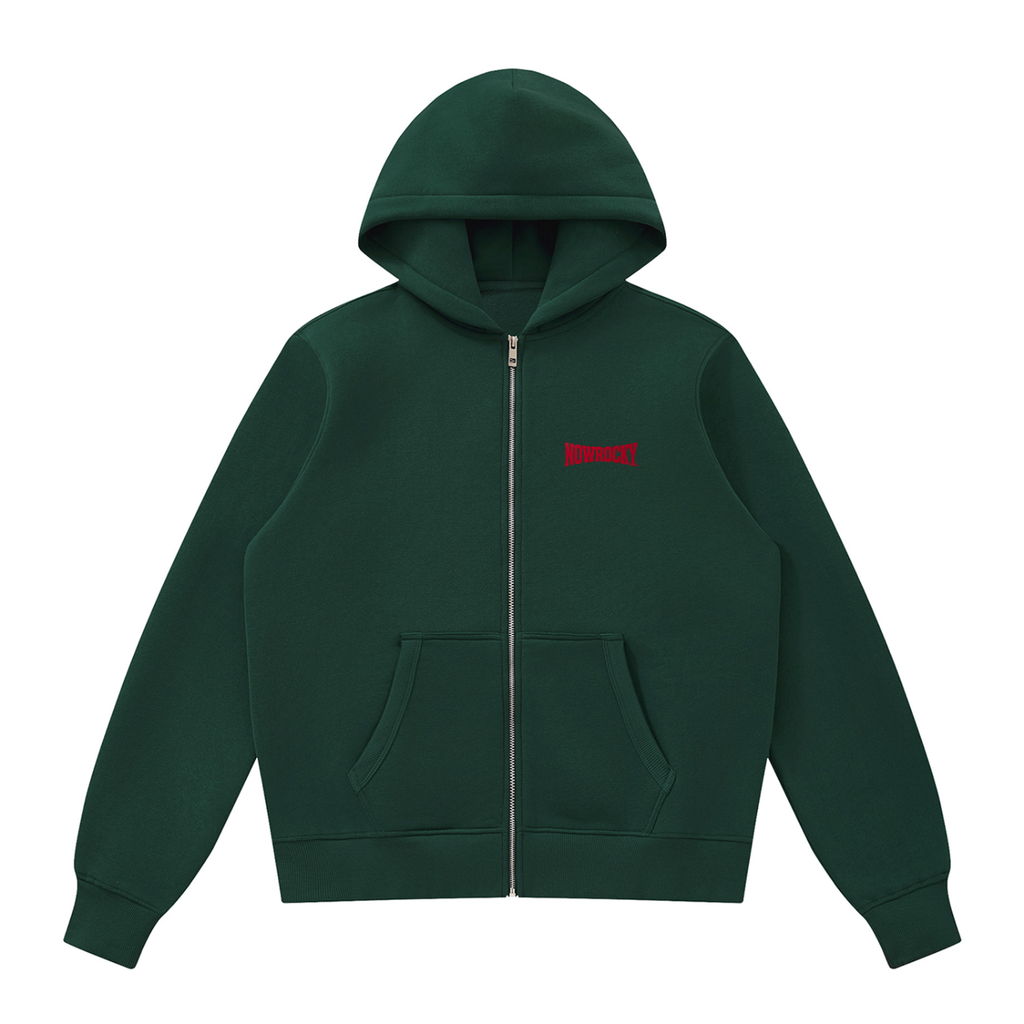 Bluza Fleece Full Zip z Kapturem – Nowrocky™ — bluza z kapturem na modelu, cała sylwetka