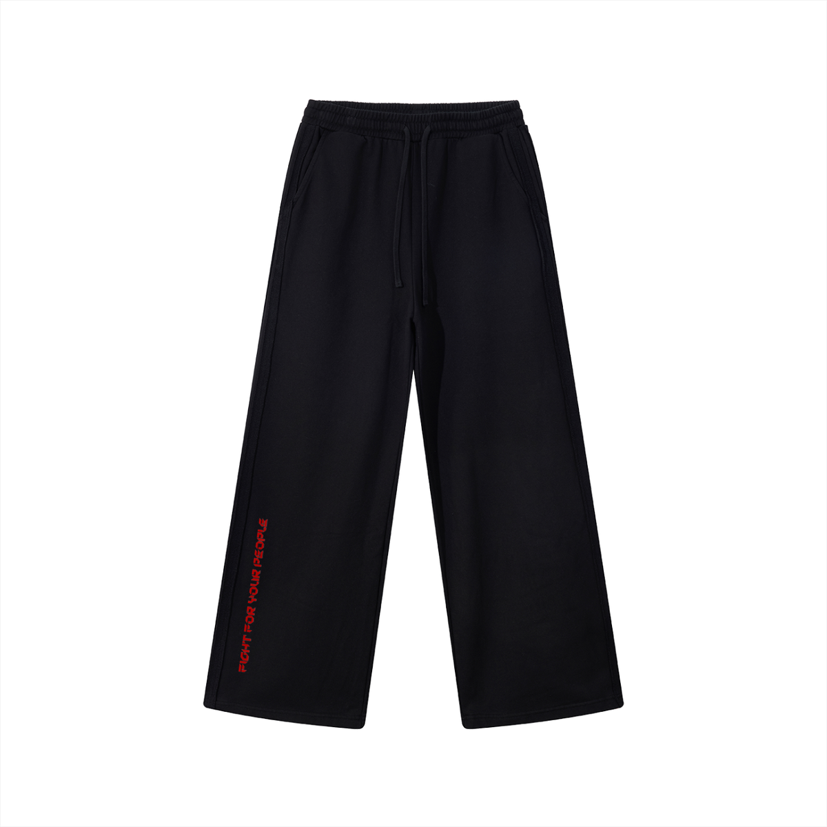 Spodnie Dresowe Contrast Tape Straight Leg – Nowrocky™ — spodnie dresowe proste, ujęcie z przodu