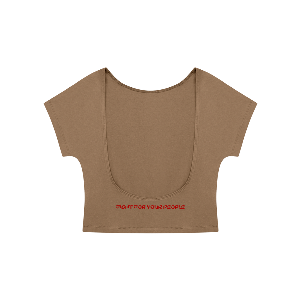 T-shirt Crop Open Back – Nowrocky™ — dolna krawędź kroju crop