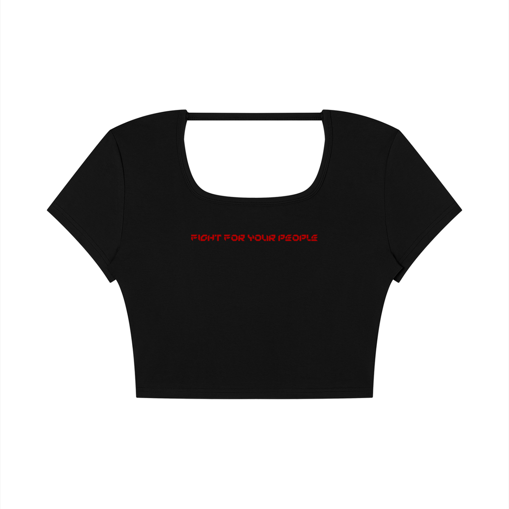 T-shirt Square Neck Crop – Nowrocky™ — krótka koszulka z kwadratowym dekoltem, ujęcie z przodu