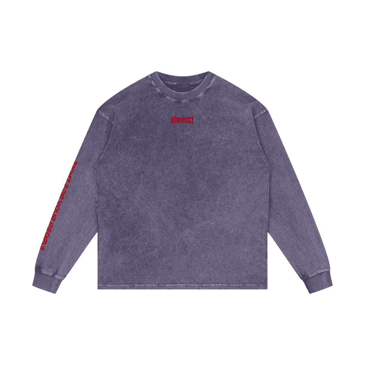 Longsleeve Acid Wash Oversize – Nowrocky™ — opuszczona linia ramienia z bliska
