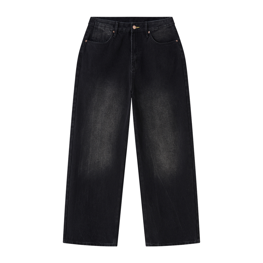 Jeansy Wide Leg Vintage Wash – Nowrocky™ — spodnie jeansowe z szeroką nogawką, przód