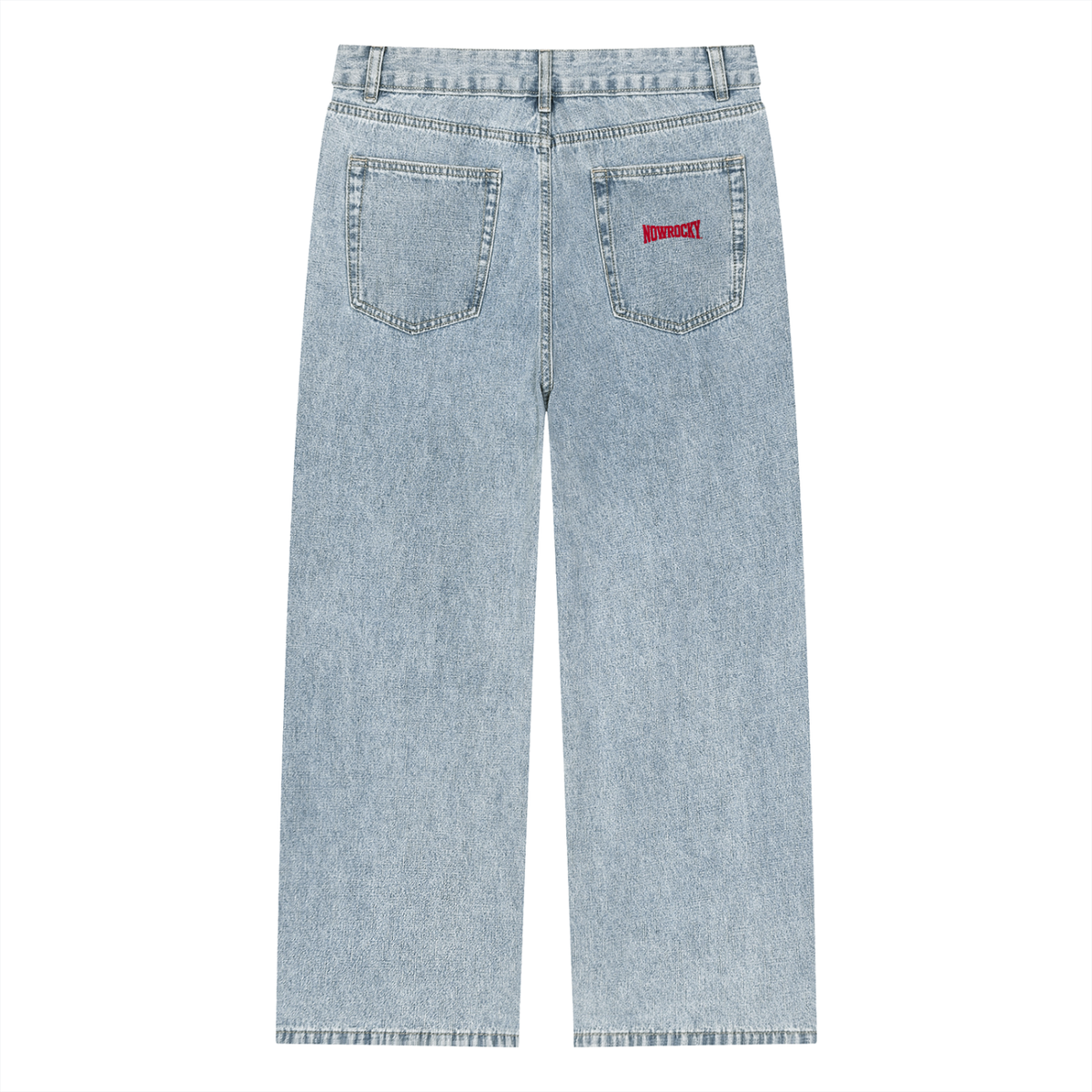 Jeansy Vintage Wash Straight Leg – Nowrocky™ — spodnie jeansowe od tyłu, tylne kieszenie