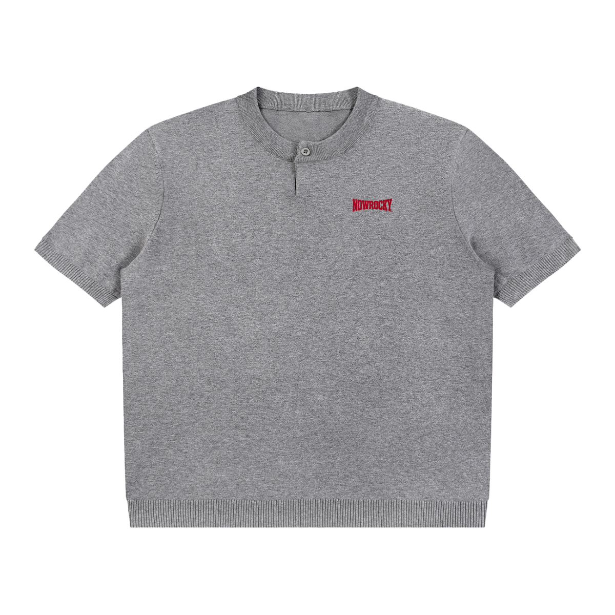 T-shirt Dziany Henley – Nowrocky™ — t-shirt z plisą przy dekolcie, ujęcie z profilu