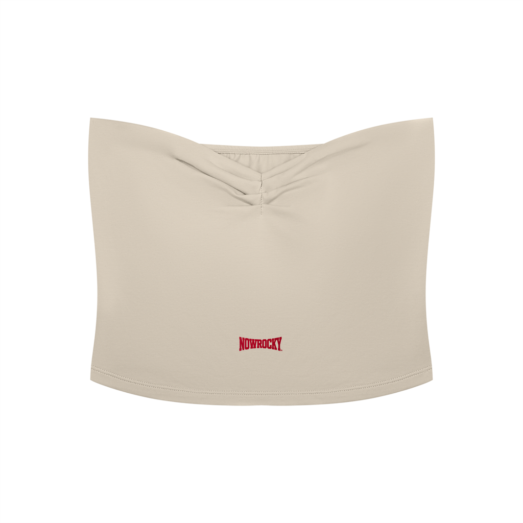 Tank Top Bandeau Ruched Crop – Nowrocky™ — top na modelce, cała sylwetka