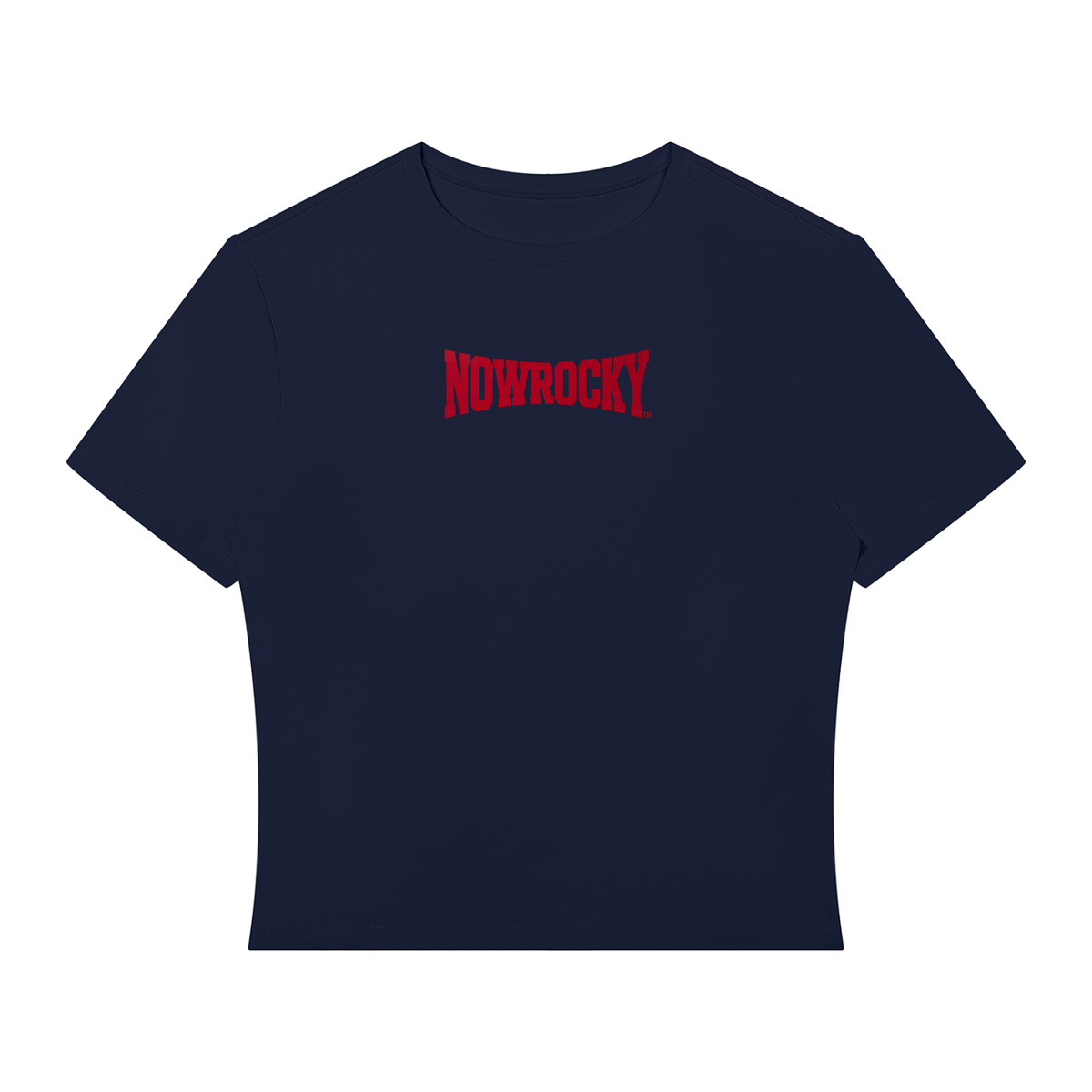 T-shirt Crop Performance – Nowrocky™ — t-shirt sportowy z profilu, cała sylwetka