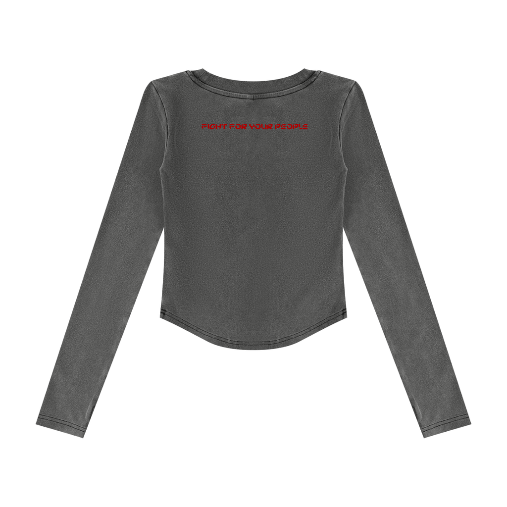 Longsleeve Crop Vintage Wash – Nowrocky™ — koszulka z długim rękawem w kroju crop od tyłu