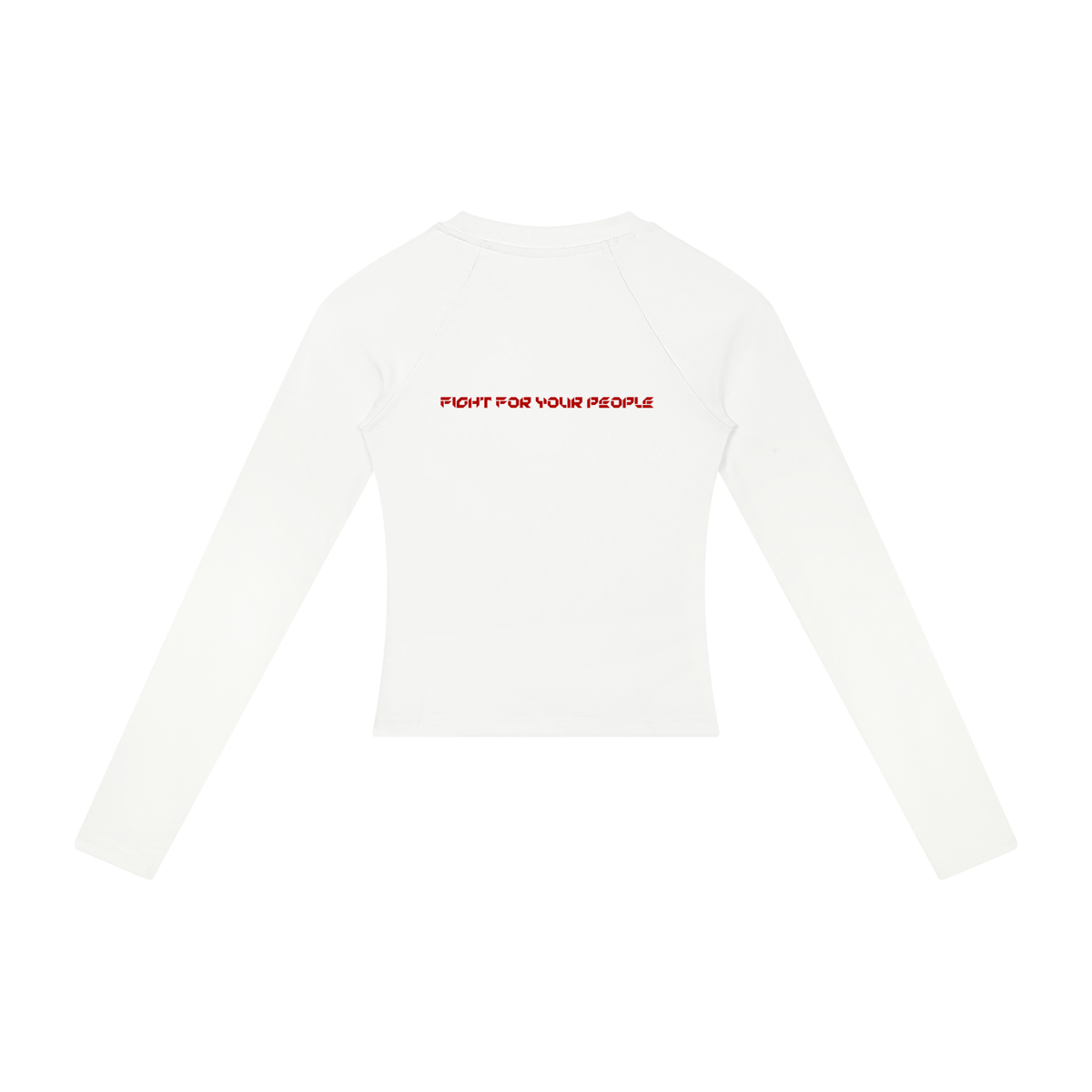 Longsleeve Slim Raglan Crop – Nowrocky™ — kadr trzy czwarte, prawa strona sylwetki