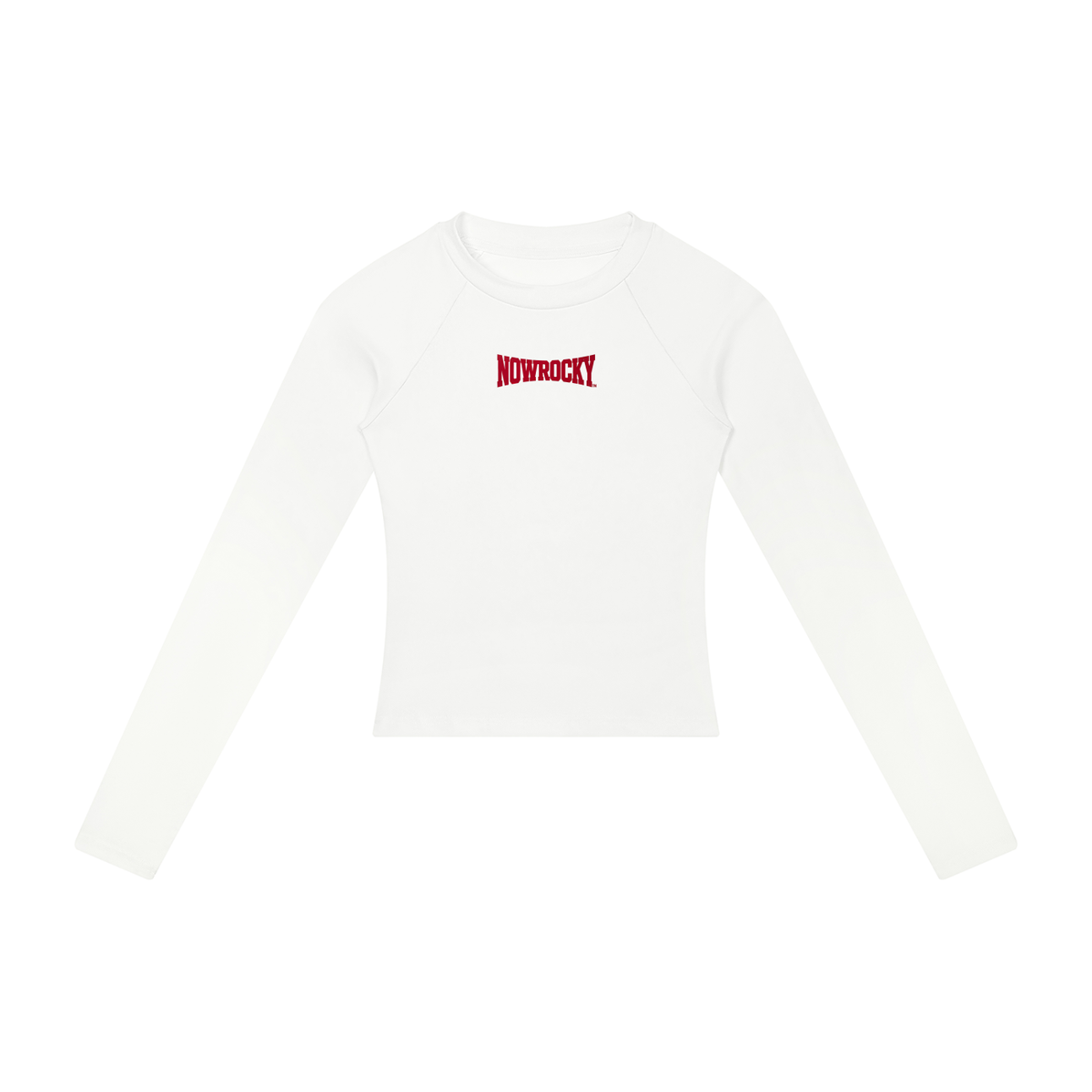 Longsleeve Slim Raglan Crop – Nowrocky™ — krótka koszulka z długim rękawem, ujęcie z profilu