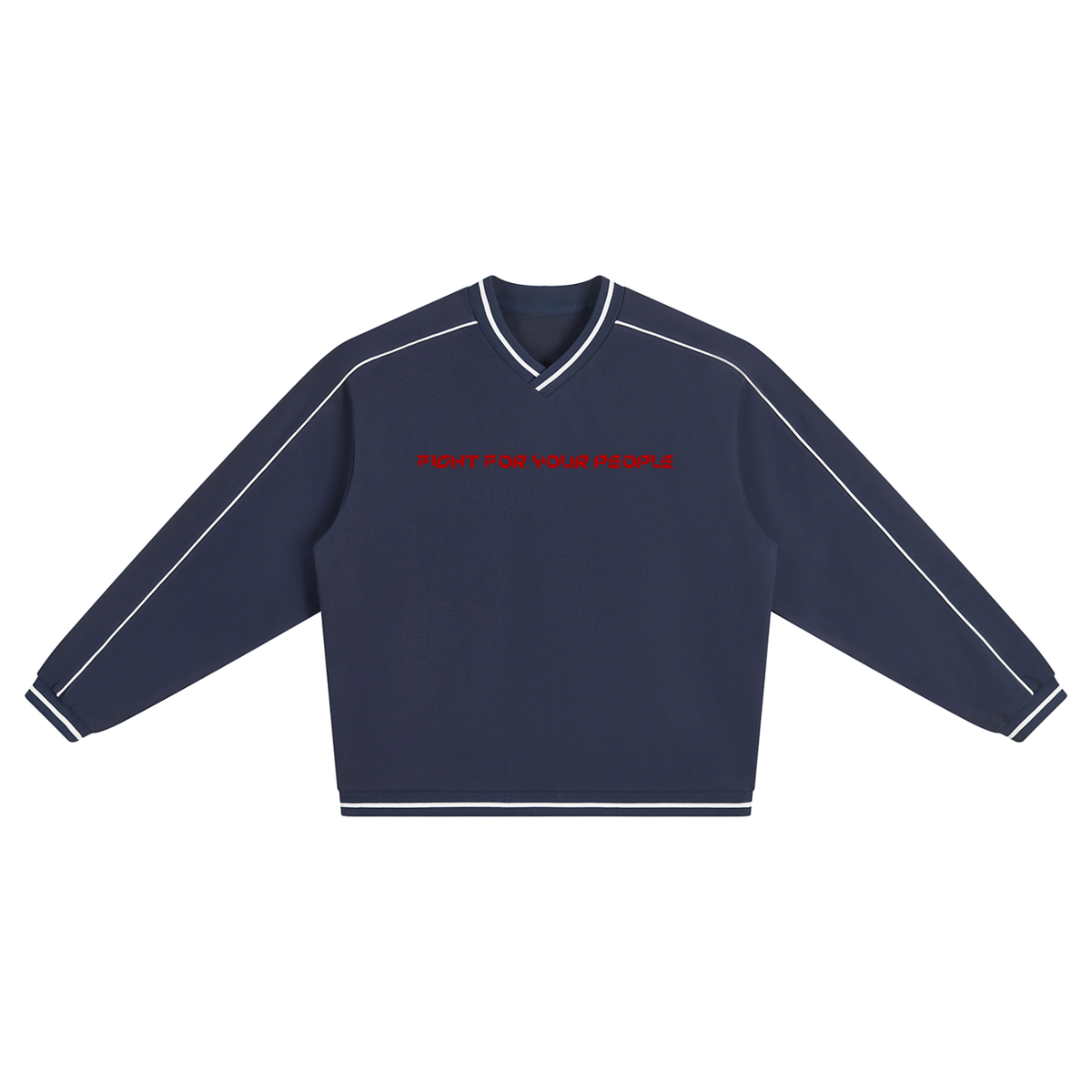 Bluza Raglan V-Neck Contrast Piping – Nowrocky™ — bluza dresowa z serkiem, ujęcie z profilu