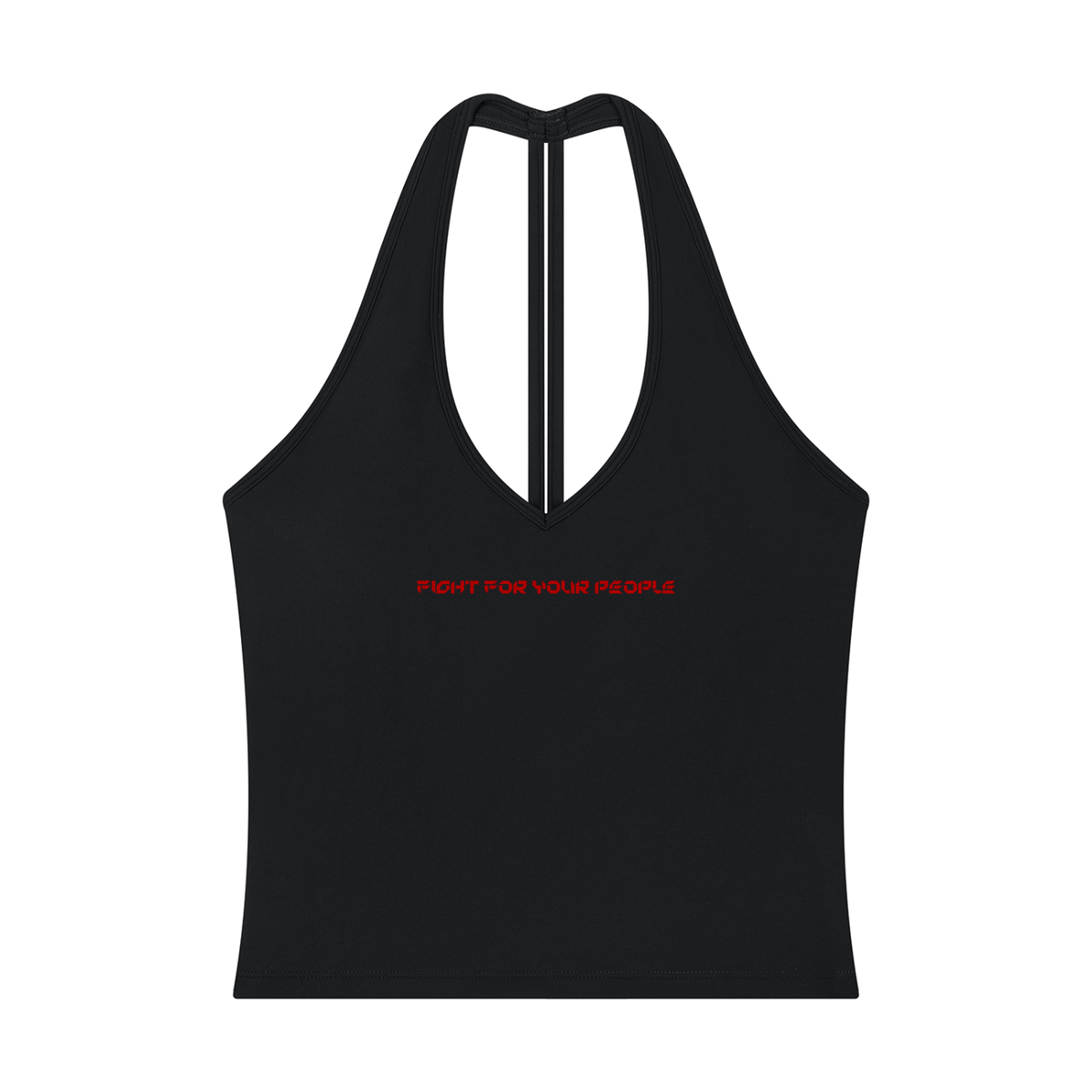 Tank Top Halter V-Neck Cropped – Nowrocky™ — damska koszulka na ramiączkach typu halter, przód