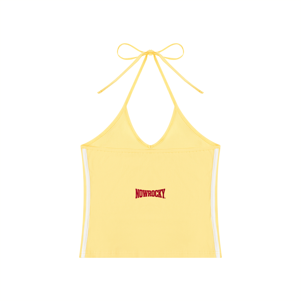 Tank Top Halter Crop Contrast Tape – Nowrocky™ — kontrastowa taśma przy górnej krawędzi