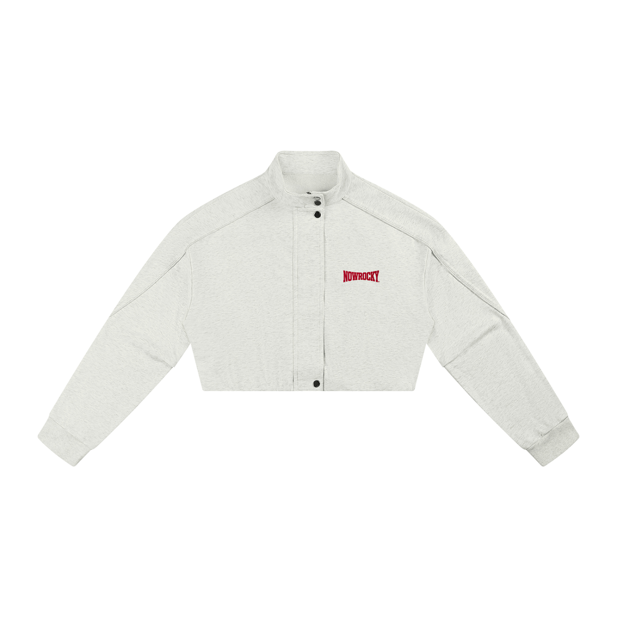 Kurtka Damska Cropped ze Stójką – Nowrocky™ — kurtka na modelce, cała sylwetka
