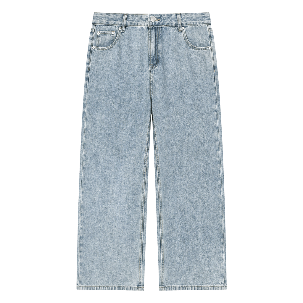 Jeansy Vintage Wash Straight Leg – Nowrocky™ — spodnie jeansowe proste, przód