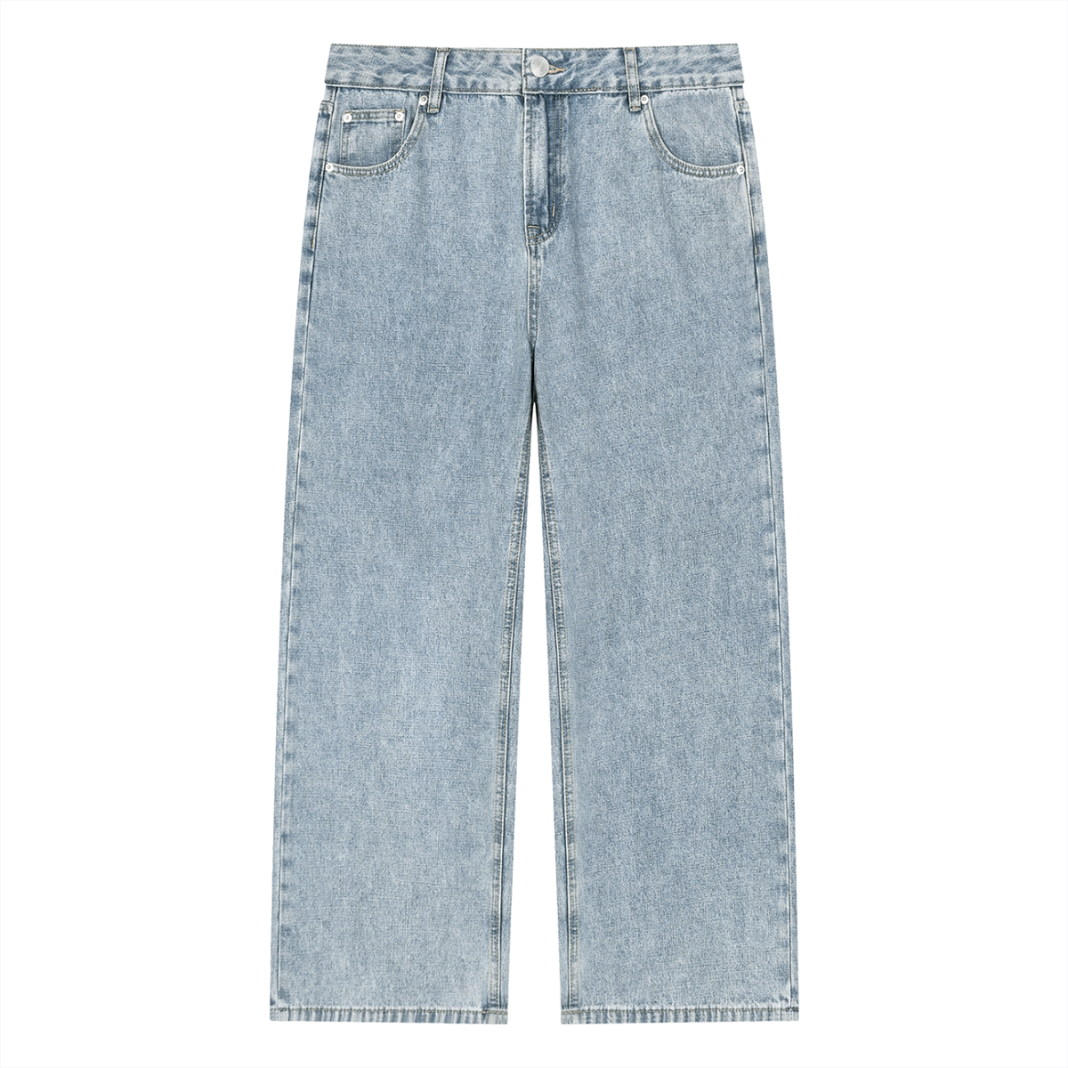 Jeansy Vintage Wash Straight Leg – Nowrocky™ — spodnie jeansowe proste, przód