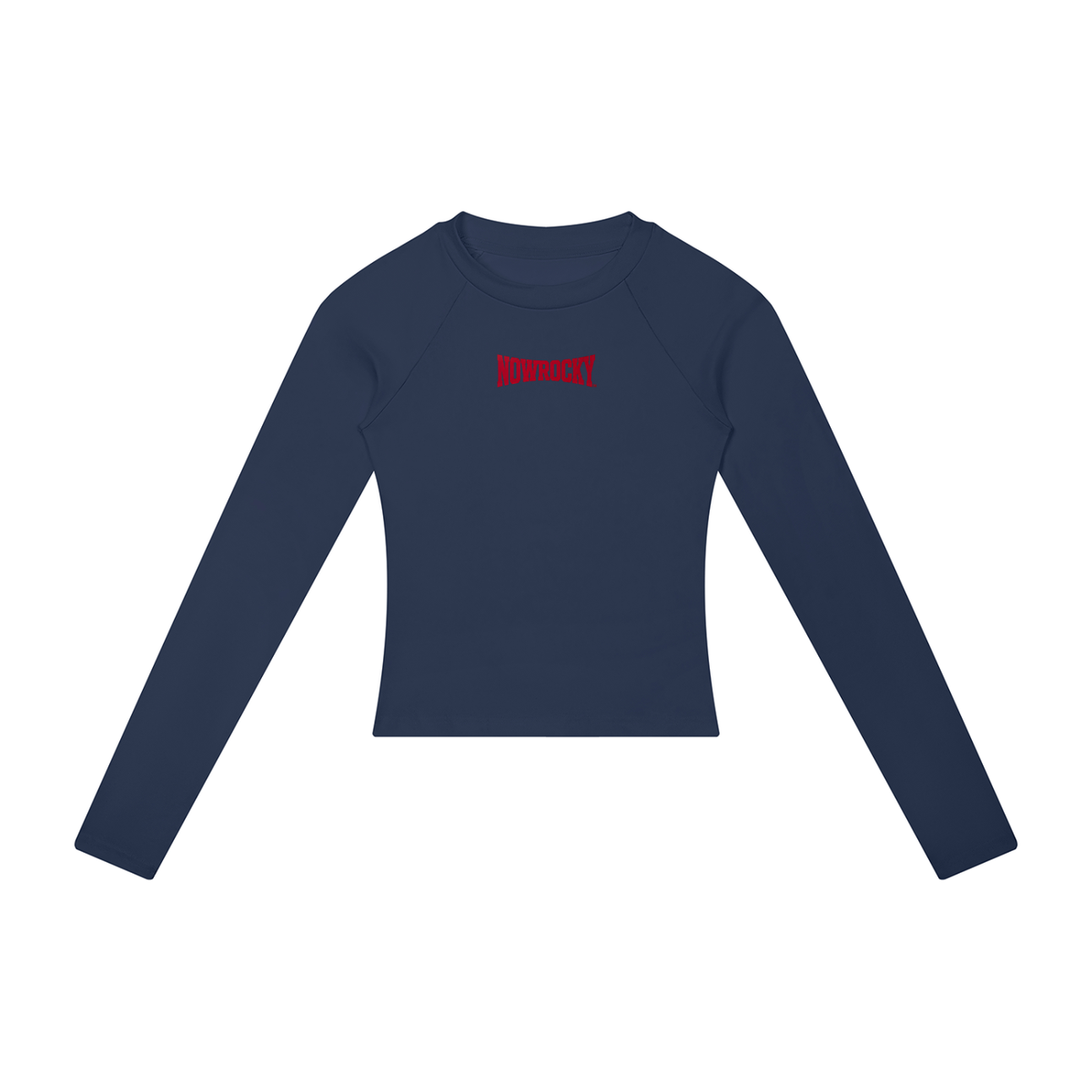Longsleeve Slim Raglan Crop – Nowrocky™ — rękaw raglanowy i linia ramienia z bliska