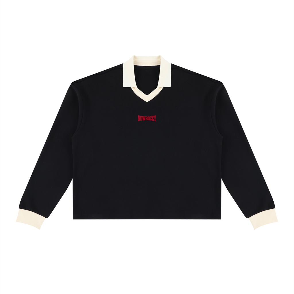 Bluza Color Block Polo Collar – Nowrocky™ — bluza z kołnierzem polo, ujęcie z przodu