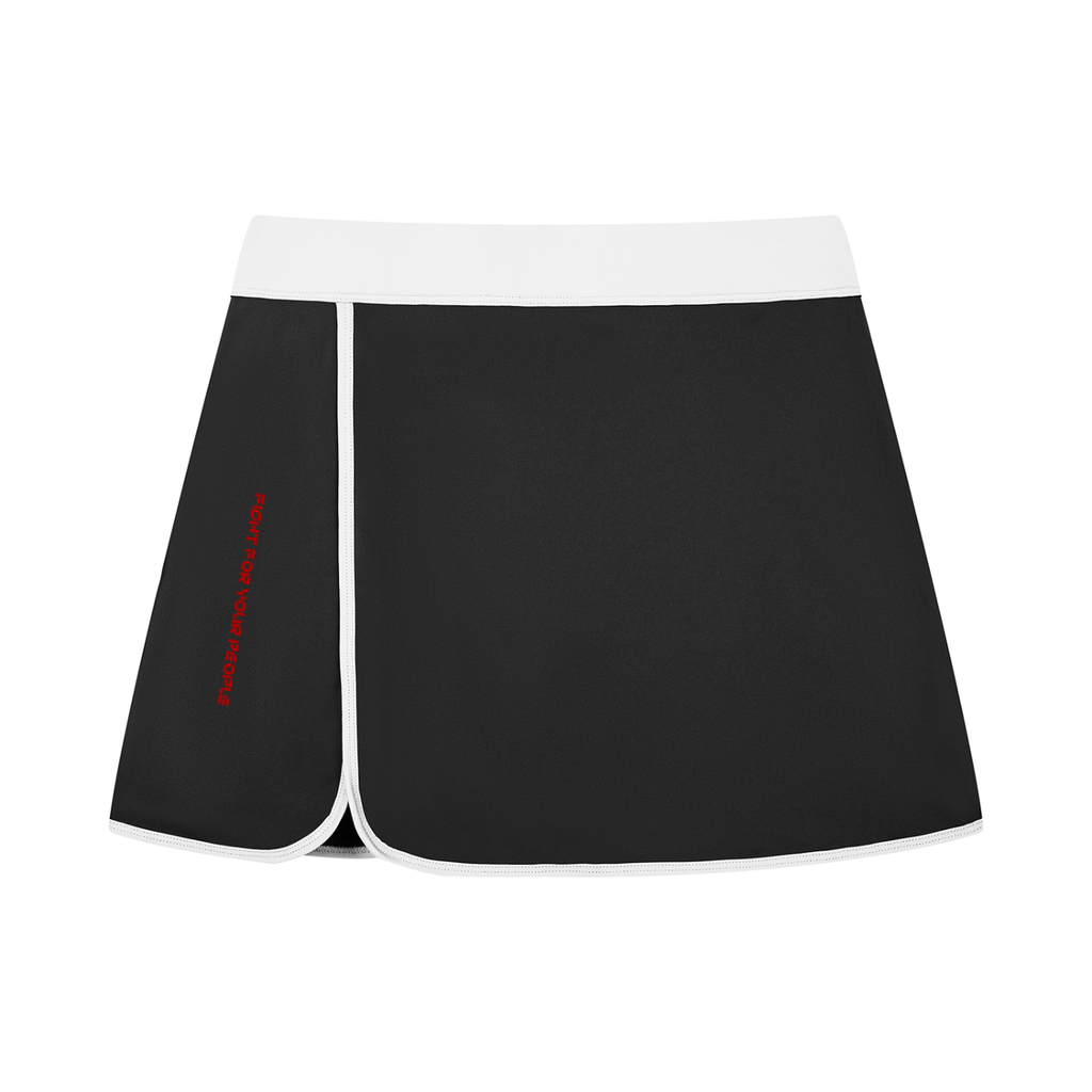 Spódnica Skort Color Block A-Line – Nowrocky™ — spódnica sportowa typu skort, ujęcie z przodu na modelce