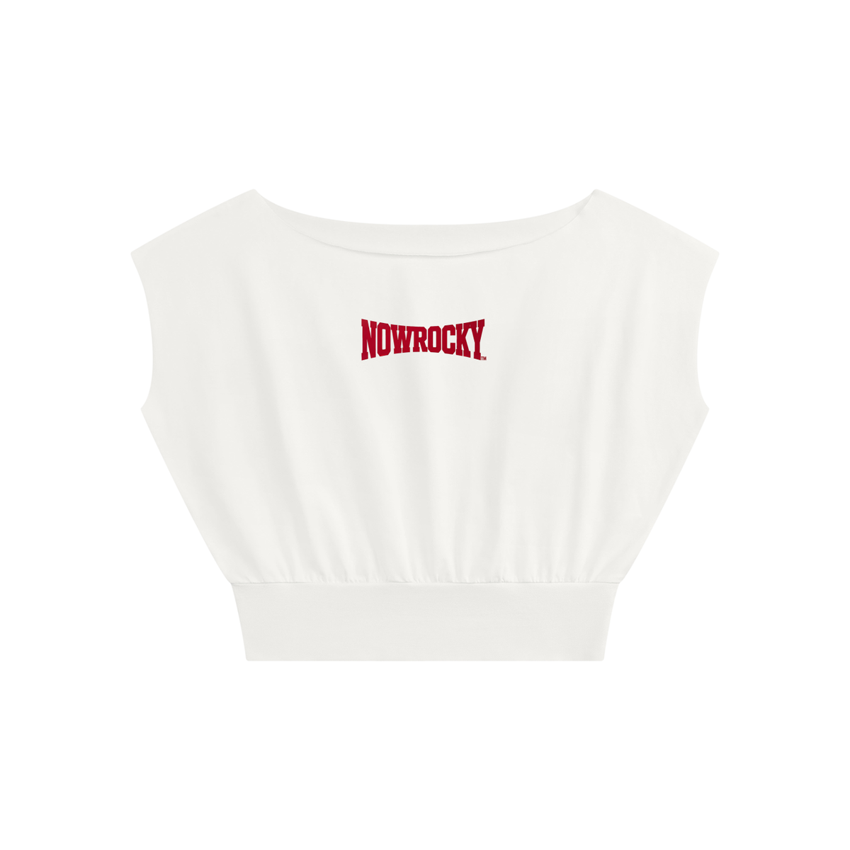 T-shirt Boatneck Raw Edge Crop – Nowrocky™ — zbliżenie na surowo ciętą dolną krawędź