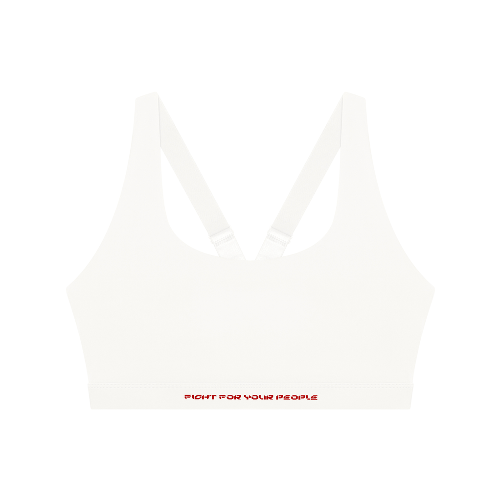 Biustonosz Sportowy Racerback Cut-Out – Nowrocky™ — detal splotu dzianiny przy wycięciu