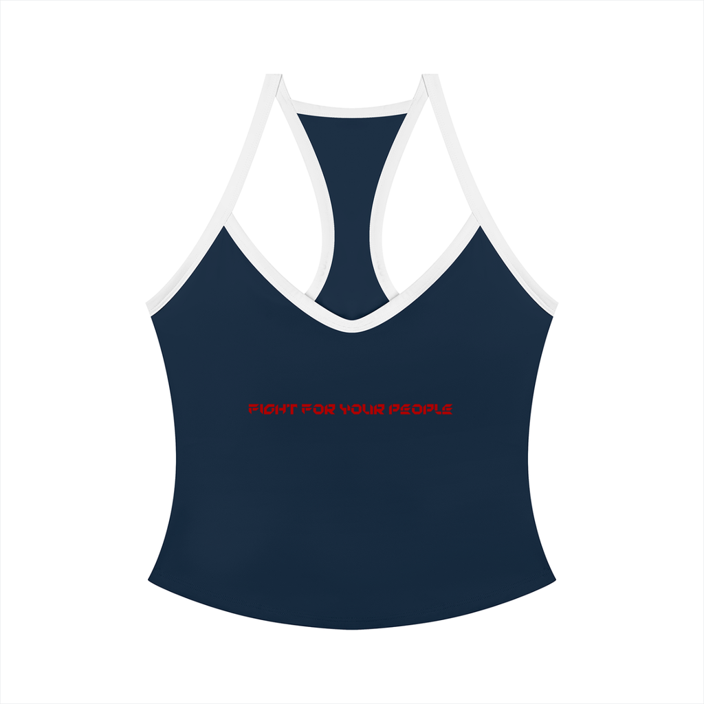 Tank Top Color Block Racerback – Nowrocky™ — top na modelce, cała sylwetka