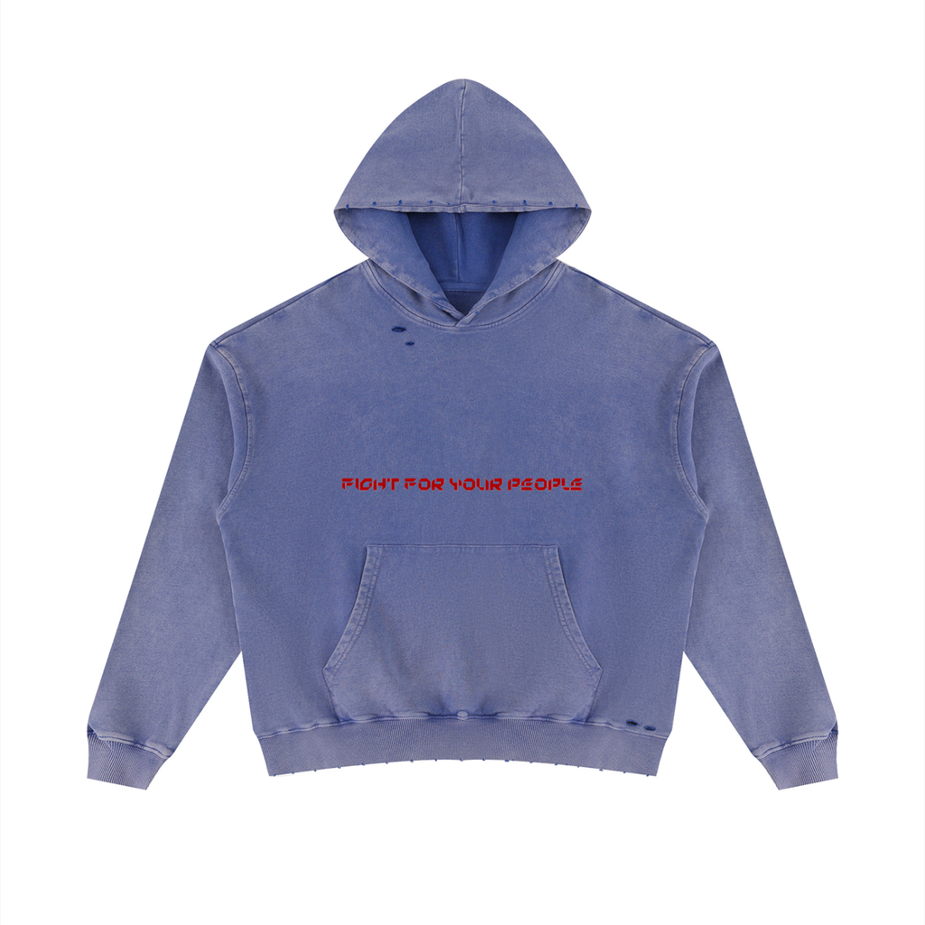 Bluza z Kapturem Distressed Mineral Wash w kolorze fioletowy – Nowrocky (streetwear)