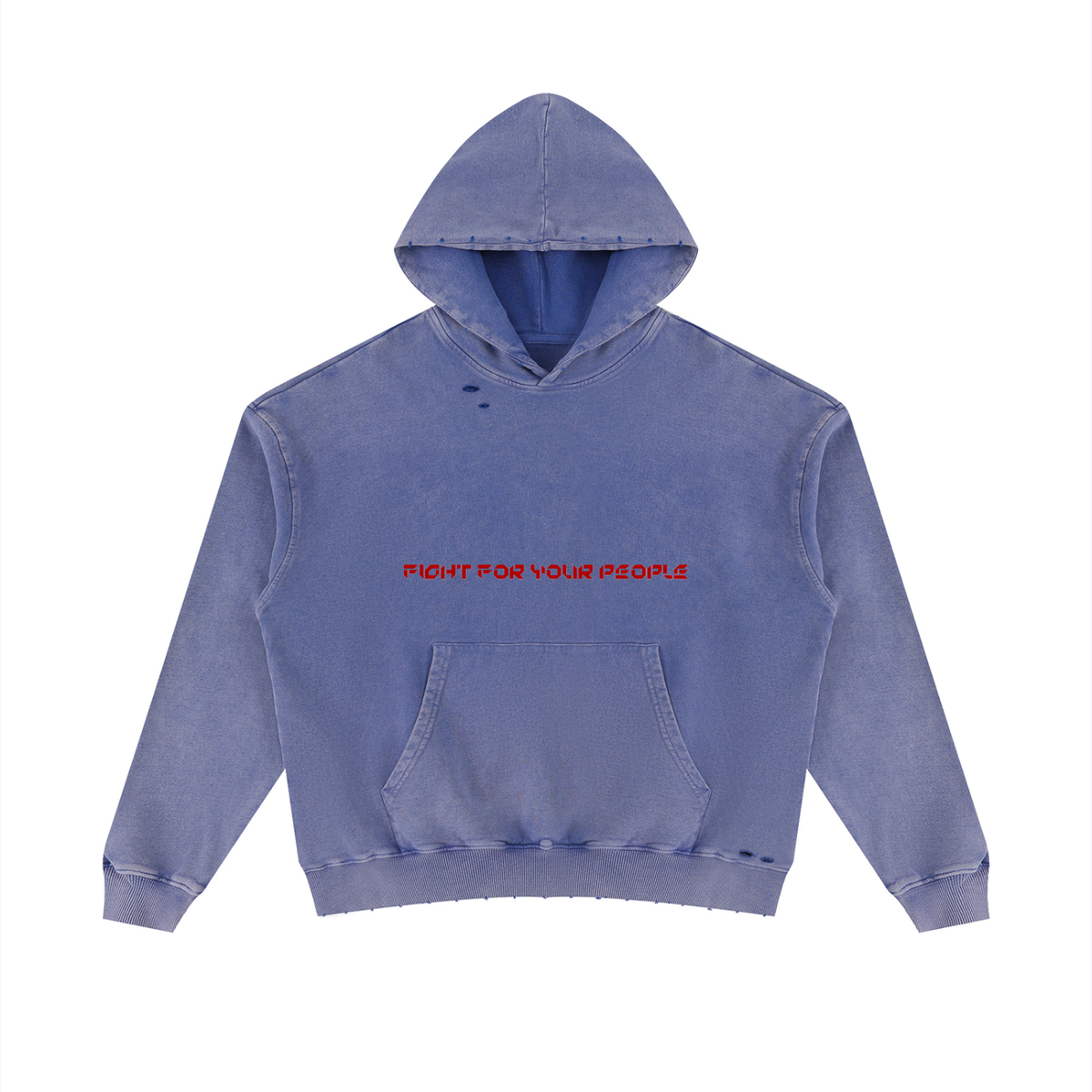 Bluza z Kapturem Distressed Mineral Wash w kolorze fioletowy – Nowrocky (streetwear)