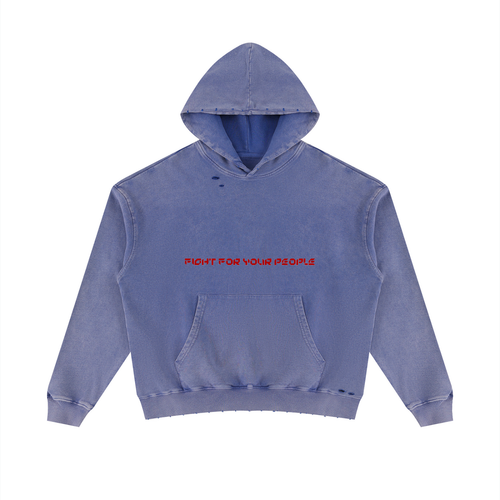 Bluza z Kapturem Distressed Mineral Wash w kolorze fioletowy – Nowrocky (streetwear)