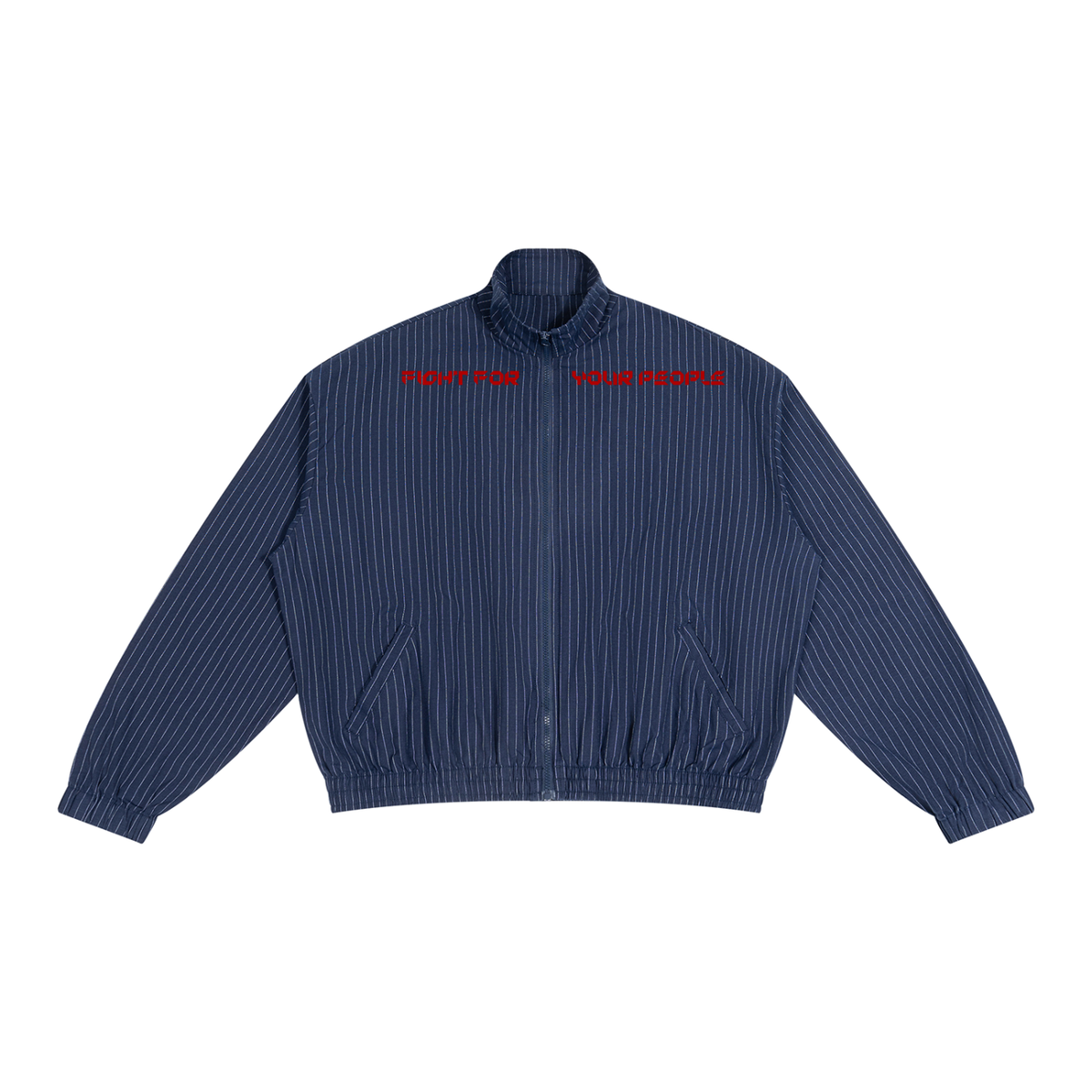 Kurtka Track Full Zip Pinstripe – Nowrocky™ — kurtka track na modelu, cała sylwetka