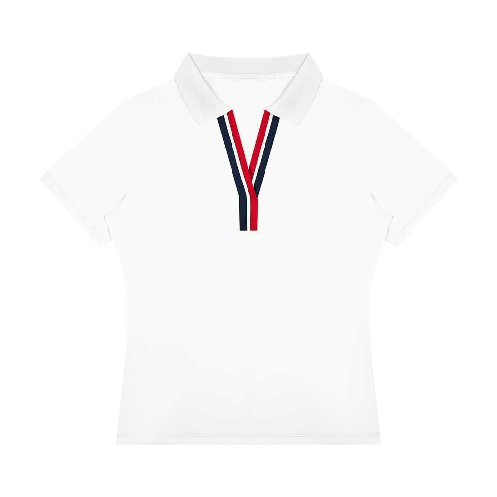 Polo Damskie Color Block Contrast Placket – Nowrocky™ — koszulka polo damska w bloki kolorów, przód