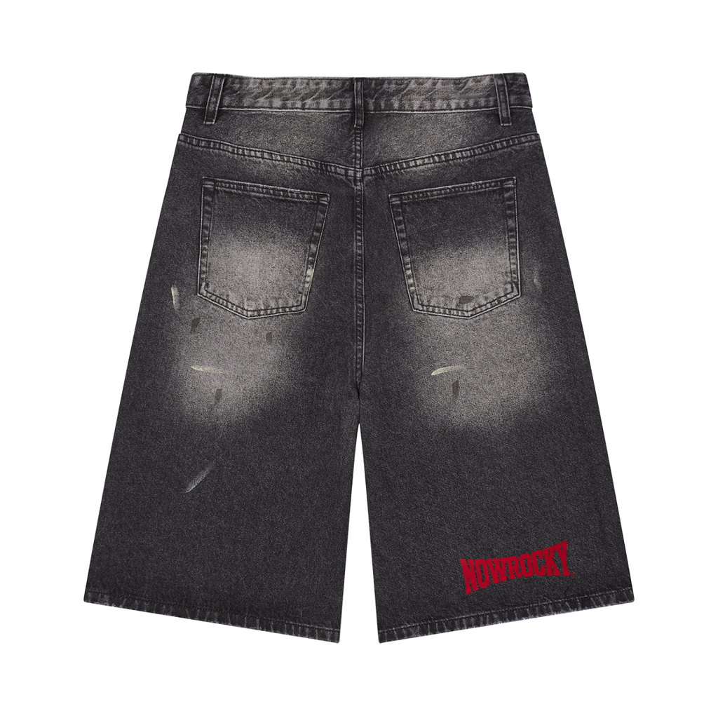 Szorty Jeansowe Vintage Wash Wide Leg – Nowrocky™ — szorty od tyłu, tylne kieszenie