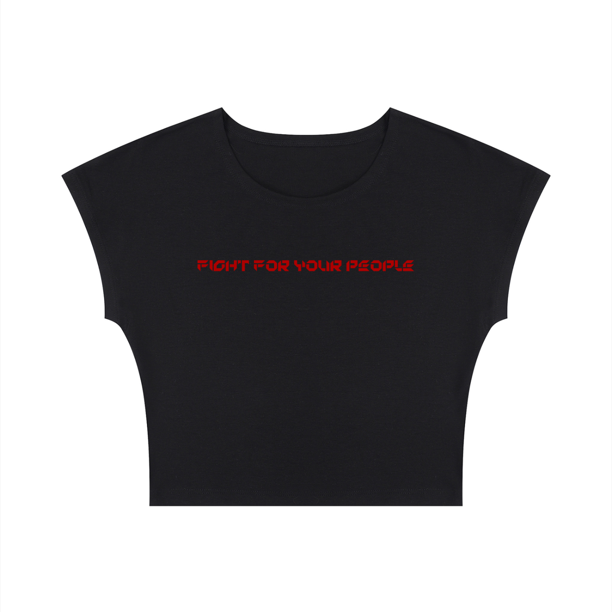 T-shirt Slim Crop – Nowrocky™ — krótka koszulka damska, ujęcie z przodu na modelce